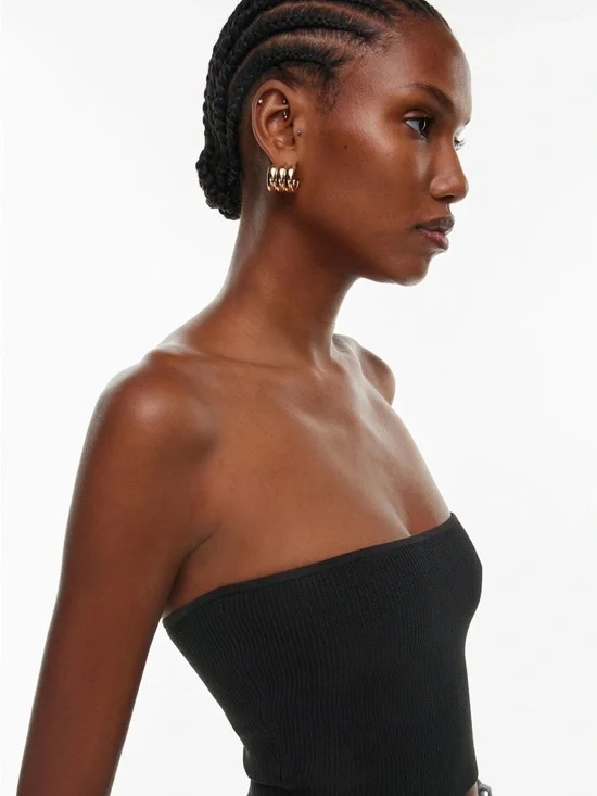 Aritzia Babaton Sculpt Knit Cropped Tube Top Black Medium - Picture 3 of 10